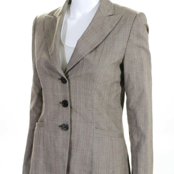 Elie Tahari Jackets & Blazers - ELIE TAHARI LONG SLEEVE BLAZER TAN PLAID BUTTON 4